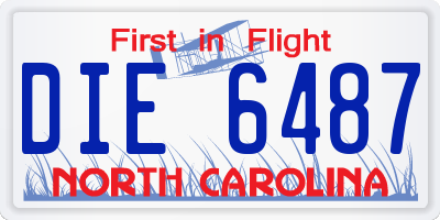 NC license plate DIE6487