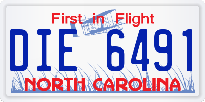 NC license plate DIE6491