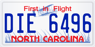 NC license plate DIE6496