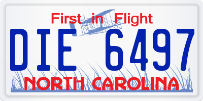 NC license plate DIE6497