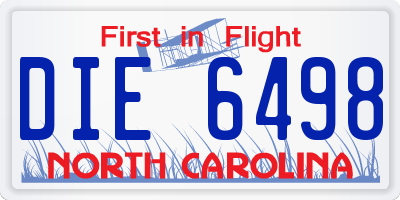 NC license plate DIE6498