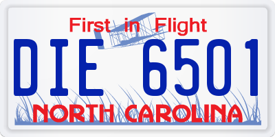 NC license plate DIE6501