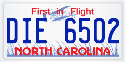 NC license plate DIE6502
