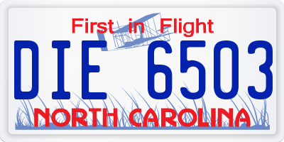 NC license plate DIE6503