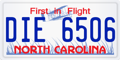 NC license plate DIE6506