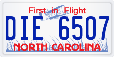NC license plate DIE6507
