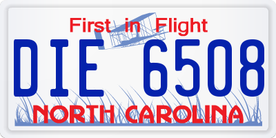 NC license plate DIE6508