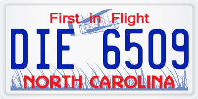 NC license plate DIE6509