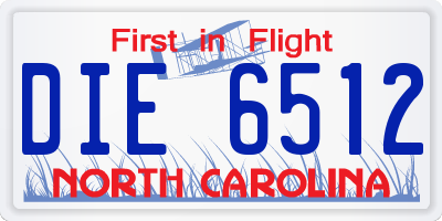 NC license plate DIE6512