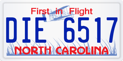 NC license plate DIE6517