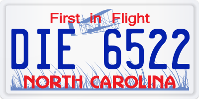 NC license plate DIE6522