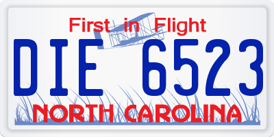 NC license plate DIE6523