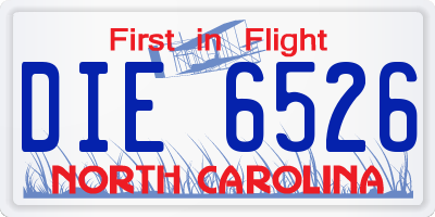 NC license plate DIE6526