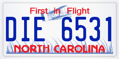 NC license plate DIE6531