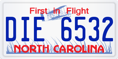 NC license plate DIE6532