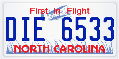 NC license plate DIE6533