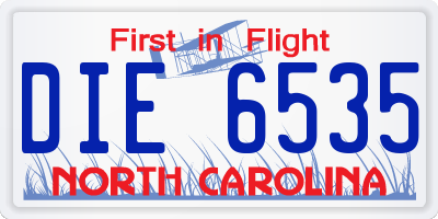 NC license plate DIE6535