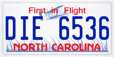 NC license plate DIE6536