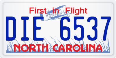 NC license plate DIE6537
