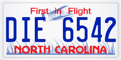 NC license plate DIE6542