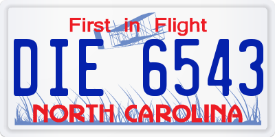 NC license plate DIE6543