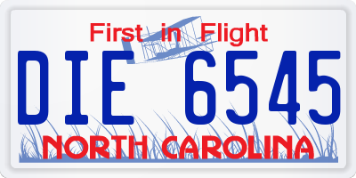 NC license plate DIE6545