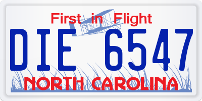 NC license plate DIE6547