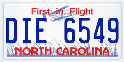 NC license plate DIE6549
