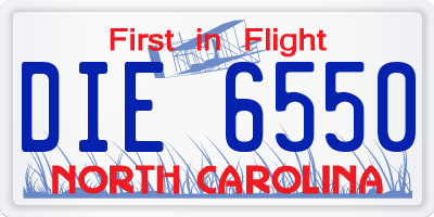 NC license plate DIE6550