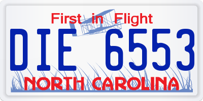 NC license plate DIE6553