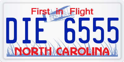 NC license plate DIE6555