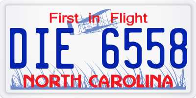 NC license plate DIE6558
