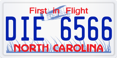 NC license plate DIE6566
