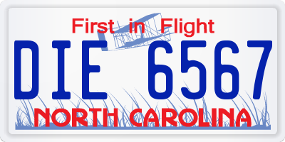 NC license plate DIE6567