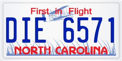 NC license plate DIE6571