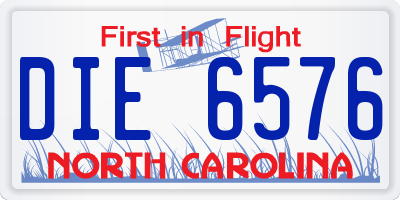 NC license plate DIE6576