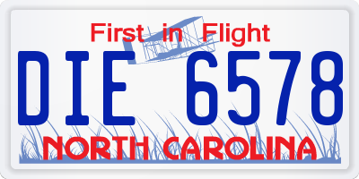 NC license plate DIE6578