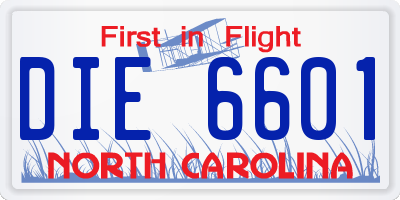 NC license plate DIE6601