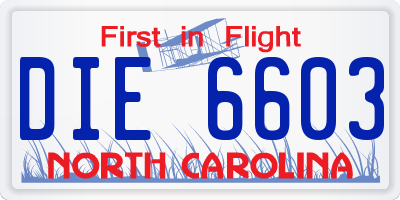 NC license plate DIE6603