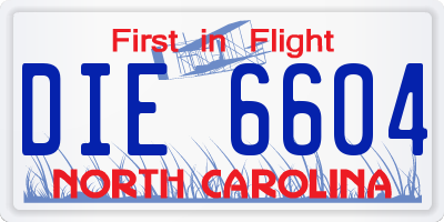 NC license plate DIE6604