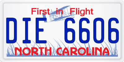 NC license plate DIE6606
