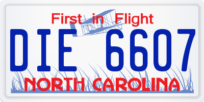 NC license plate DIE6607
