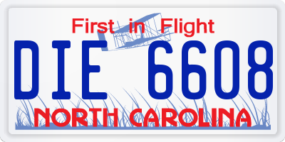 NC license plate DIE6608