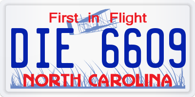 NC license plate DIE6609