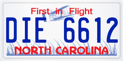 NC license plate DIE6612
