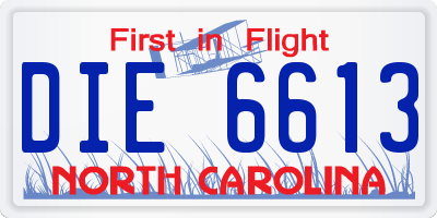 NC license plate DIE6613