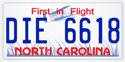 NC license plate DIE6618