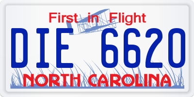NC license plate DIE6620