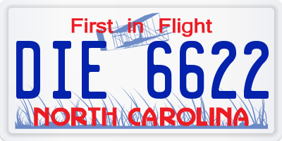 NC license plate DIE6622