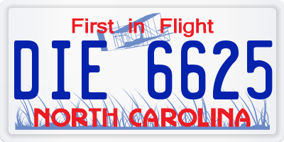 NC license plate DIE6625
